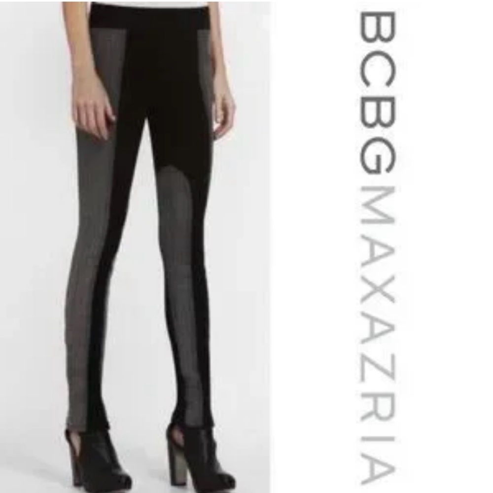 BCBG MAX AZRIA Stony Day Black/gray JACKSON DENIM PANELLED LEGGING XS